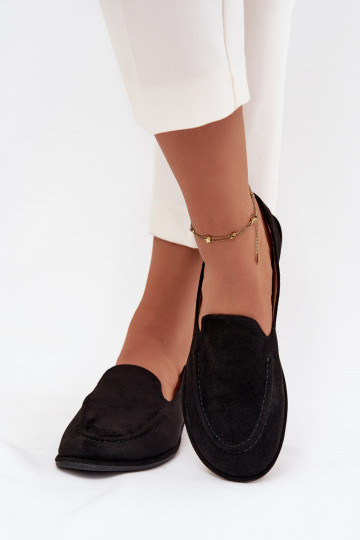 moteriški mokasinaisuiš eko zomšosu lygiapadžiai juodos spalvos Miryelle