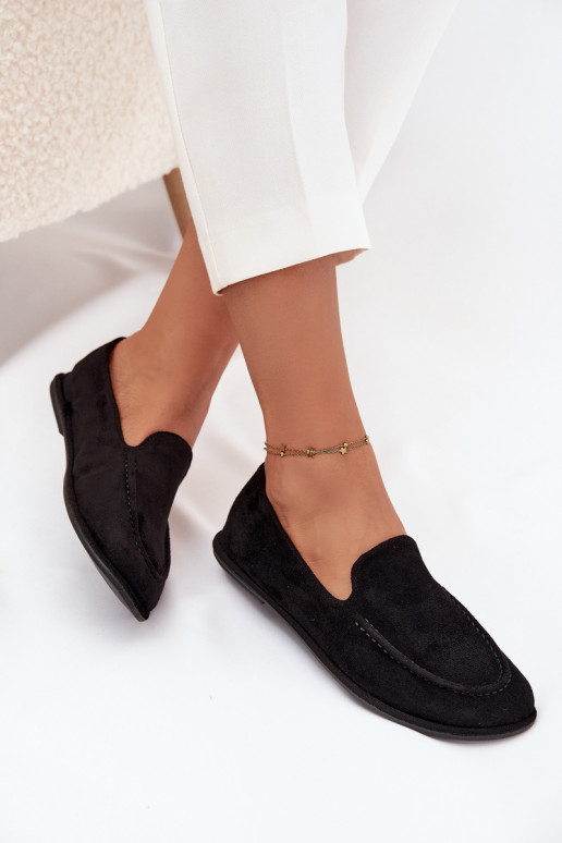 moteriški mokasinaisuiš eko zomšosu lygiapadžiai juodos spalvos Miryelle