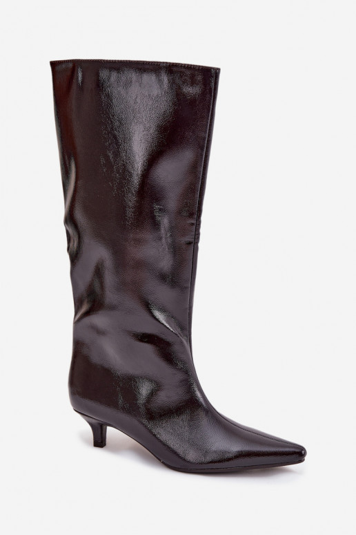 su lako efektu moteriški ilgaauliai batai Ant žemo kulno bordo spalvos Mireva