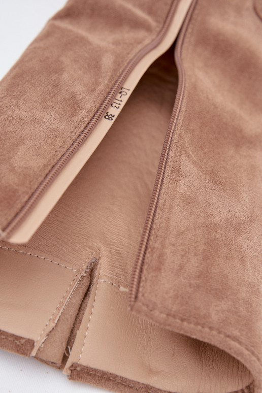 ilgaauliai batai kaubojiško stiliaus su kulniukais su sagtimis smėlio spalvos Fivelle