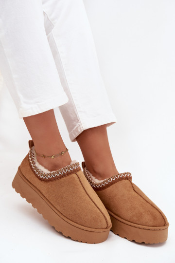 sniego batai Žemos moteriškossuHaftem su platforma rudos spalvos Taliah