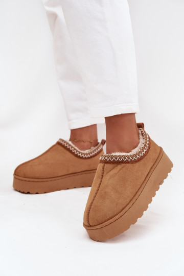 sniego batai Žemos moteriškossuHaftem su platforma rudos spalvos Taliah 2