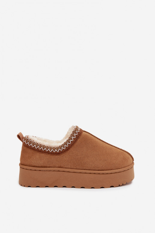 sniego batai Žemos moteriškossuHaftem su platforma rudos spalvos Taliah