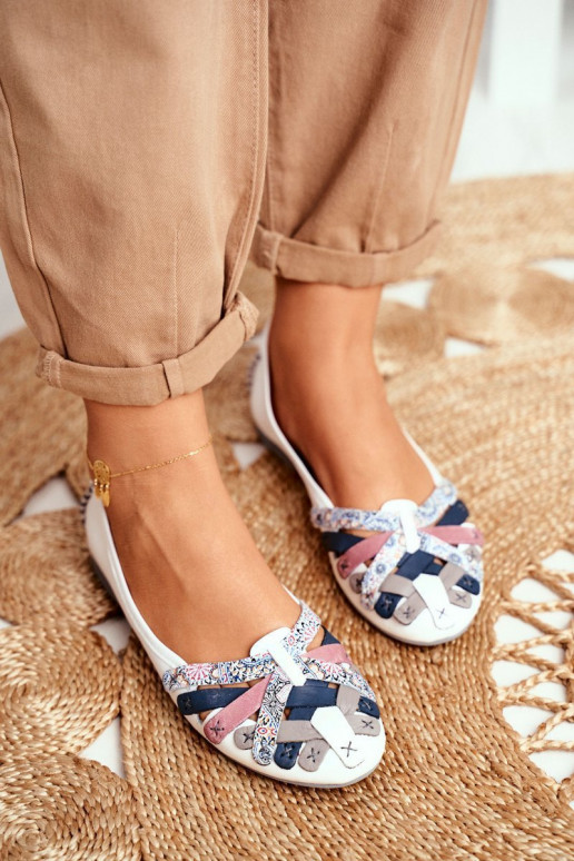 Moteriškas Balerinos Tai turiciejka baltos spalvos 01358-21 Moteriškas Balerinos Tai turiciejka baltos spalvos 01358-21