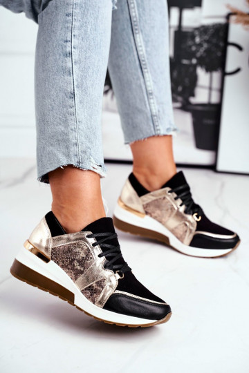 Odiniai Sneakers modelio batai aukso spalvos Nicole 2465 2