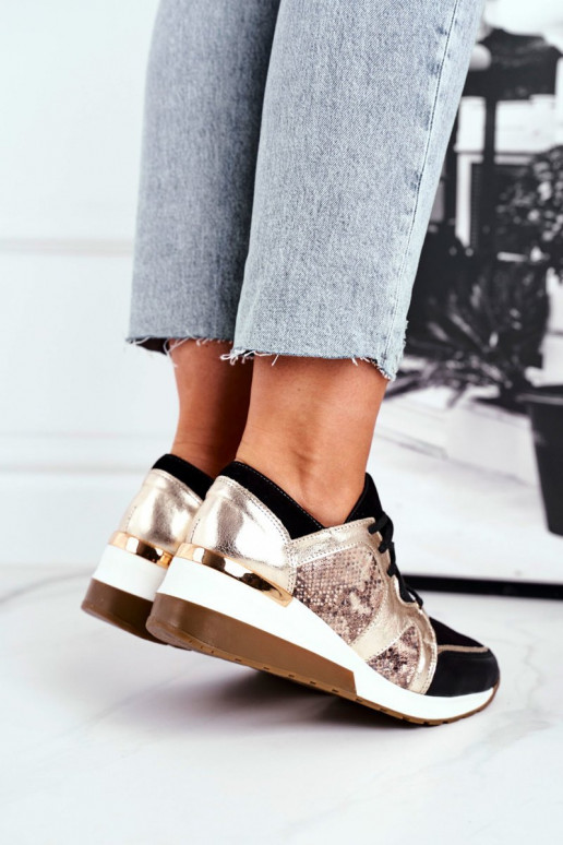 Odiniai Sneakers modelio batai aukso spalvos Nicole 2465 Odiniai Sneakers modelio batai aukso spalvos Nicole 2465