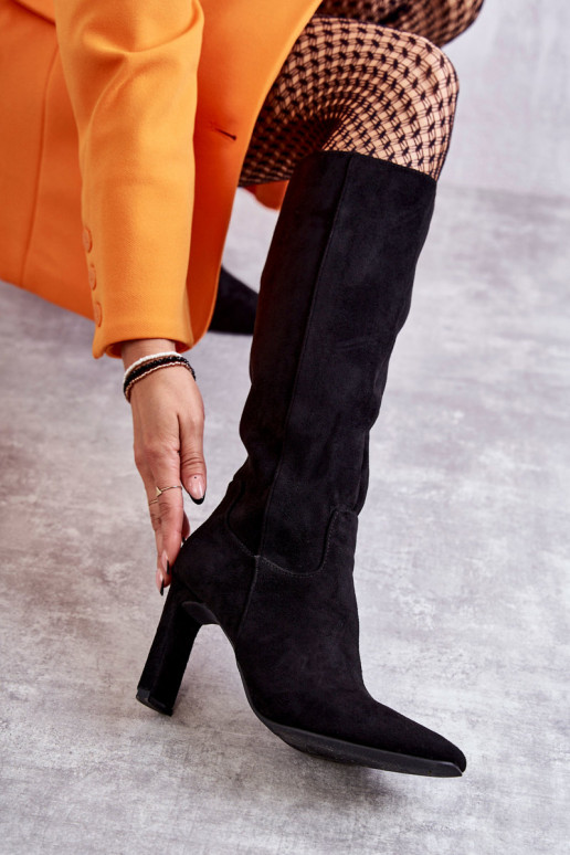 Ilgaauliai aukštakulniai batai iki kelių juodos spalvos Truly Love