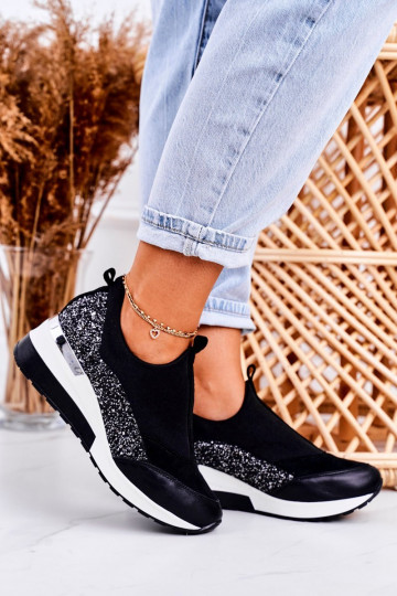 Moteriškas Odiniai Sneakers modelio batai juodos spalvos sidabro spalvos Frances 2