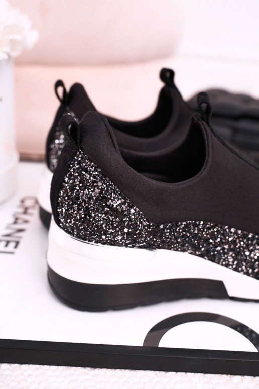 Moteriškas Odiniai Sneakers modelio batai juodos spalvos sidabro spalvos Frances