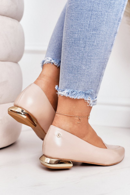 Mokasinai su aukso spalvos kulniukais Laura Messi 2013 smėlio spalvos Mokasinai su aukso spalvos kulniukais Laura Messi 2013 smėlio spalvos