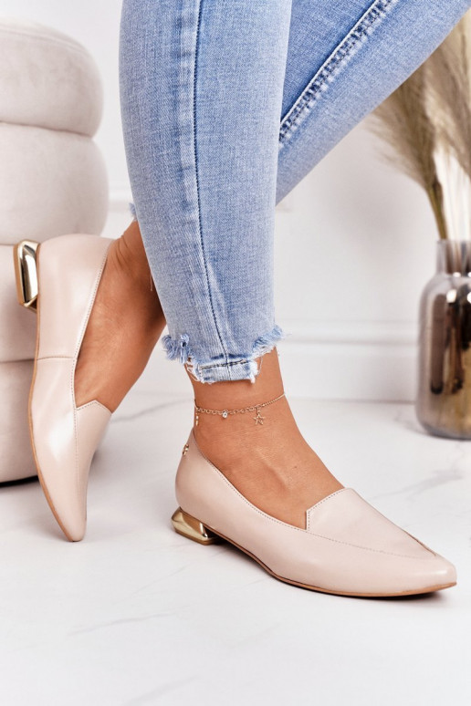 Mokasinai su aukso spalvos kulniukais Laura Messi 2013 smėlio spalvos Mokasinai su aukso spalvos kulniukais Laura Messi 2013 smėlio spalvos