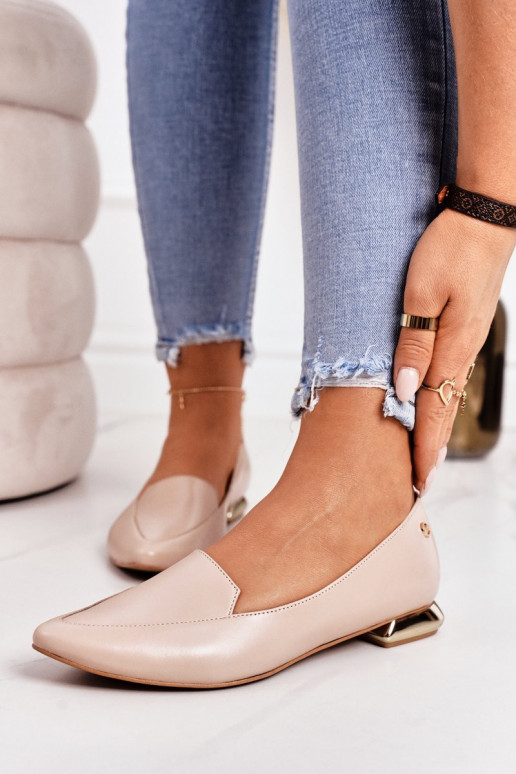 Mokasinai su aukso spalvos kulniukais Laura Messi 2013 smėlio spalvos Mokasinai su aukso spalvos kulniukais Laura Messi 2013 smėlio spalvos