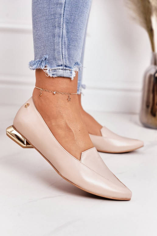 Mokasinai su aukso spalvos kulniukais Laura Messi 2013 smėlio spalvos Mokasinai su aukso spalvos kulniukais Laura Messi 2013 smėlio spalvos