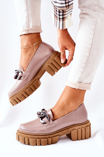 Moteriškas batai Loaferiai Oda kapučino spalvos Laura Messi 2339 2