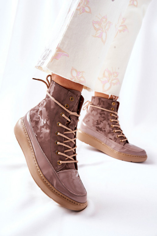 Sportinio stiliaus Oda batai LeĮskis 3034 smėlio spalvos su kamufliažu