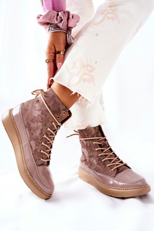 Sportinio stiliaus Oda batai LeĮskis 3034 smėlio spalvos su kamufliažu