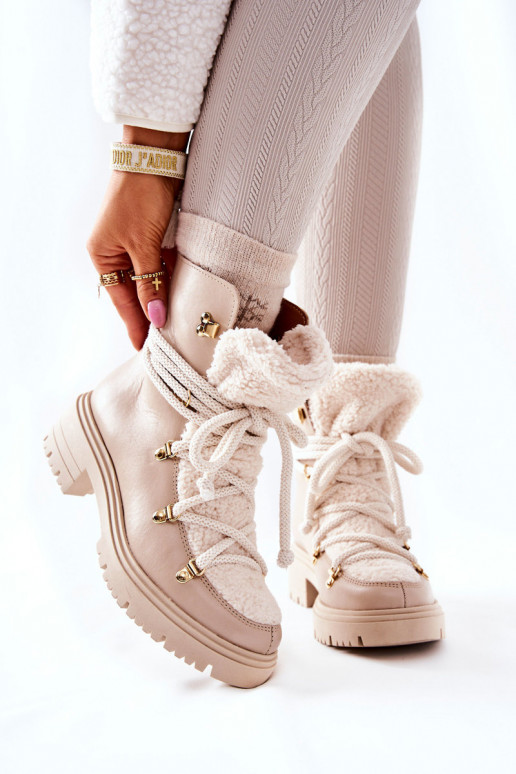 Oda Aulinukai batai su dirželiais LeĮskis dramblio kaulo spalvos 3116 Oda Aulinukai batai su dirželiais LeĮskis dramblio kaulo spalvos 3116