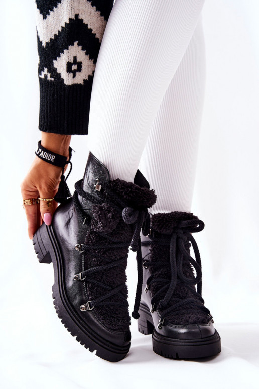 Oda Aulinukai batai su dirželiais LeĮskis juodos spalvos 3116