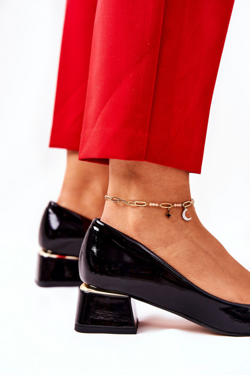 Oda su lako efektu Bateliai LeĮskis 3118 juodos spalvos Oda su lako efektu Bateliai LeĮskis 3118 juodos spalvos