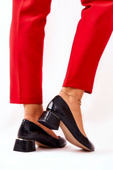 Oda su gyvatės odos imitacija Bateliai LeĮskis 3118 juodos spalvos 2