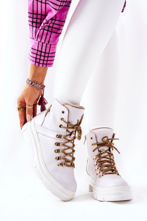 Oda pašiltinti Aulinukai Baltos-smėlio spalvos Brescia Oda pašiltinti Aulinukai Baltos-smėlio spalvos Brescia