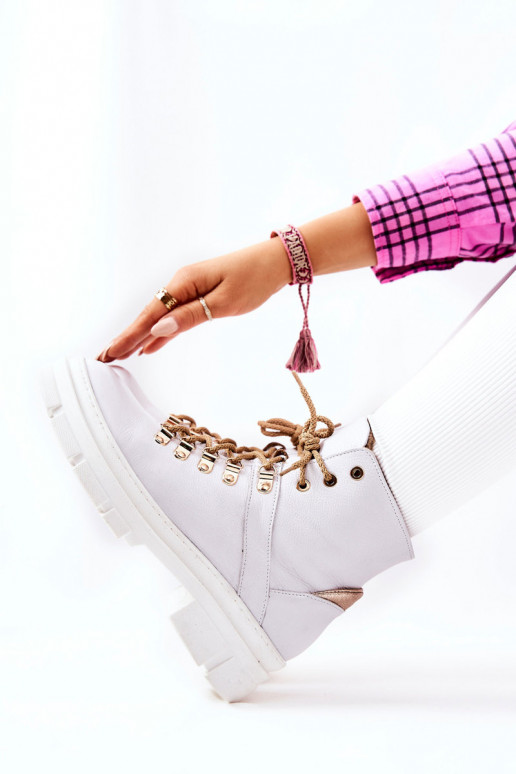 Oda pašiltinti Aulinukai Baltos-smėlio spalvos Brescia Oda pašiltinti Aulinukai Baltos-smėlio spalvos Brescia