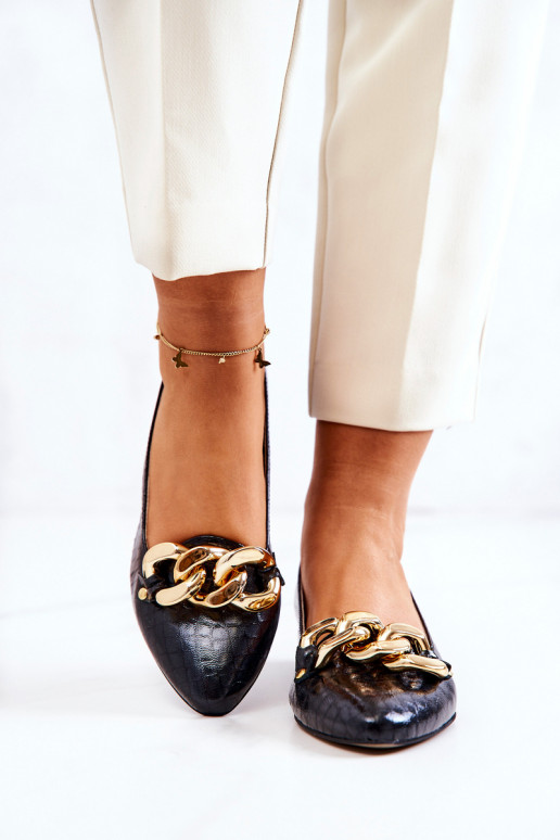 Oda su gyvatės odos imitacija Bateliai juodos spalvos Elissabeth