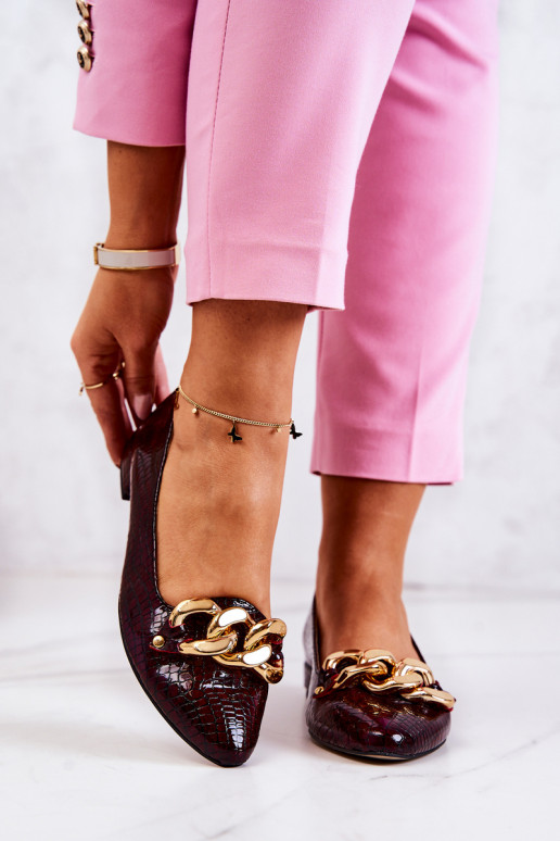 Oda su lako efektu su gyvatės odos imitacija Bateliai bordo spalvos Elissabeth Oda su lako efektu su gyvatės odos imitacija Bateliai bordo spalvos Elissabeth