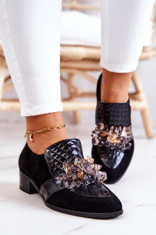 iš zomšos batai su ornamentais juodos spalvos Davine iš zomšos batai su ornamentais juodos spalvos Davine