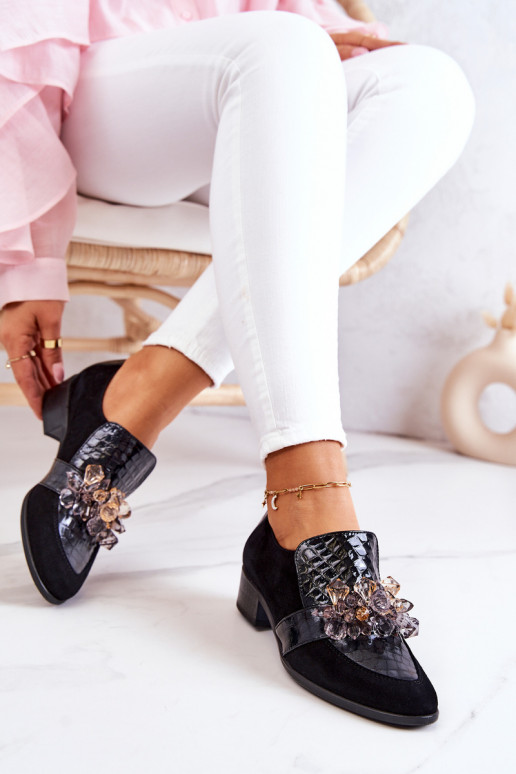 iš zomšos batai su ornamentais juodos spalvos Davine iš zomšos batai su ornamentais juodos spalvos Davine