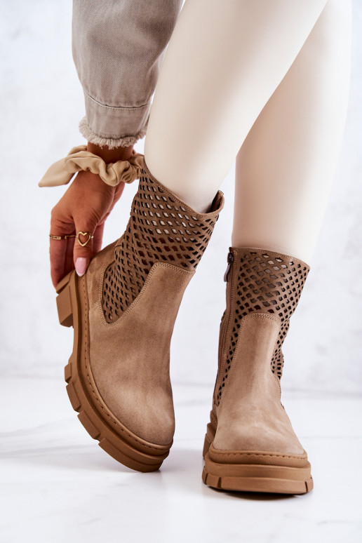 Oda Darbiniai kulkšnies batai Nicole rudos spalvos 2711