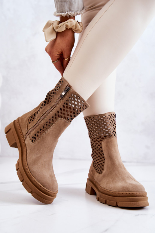 Oda Darbiniai kulkšnies batai Nicole rudos spalvos 2711