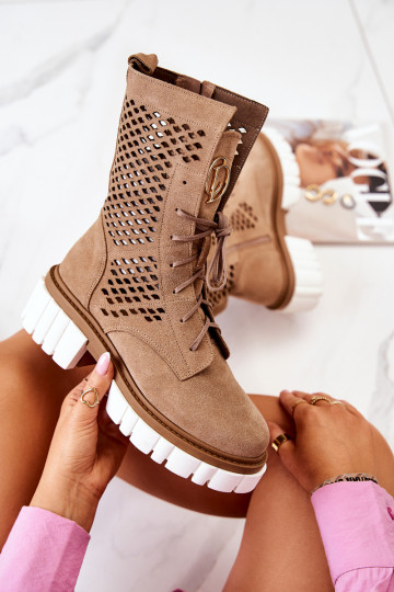 Oda Aukštas Darbiniai kulkšnies batai Nicole rudos spalvos 2706 2