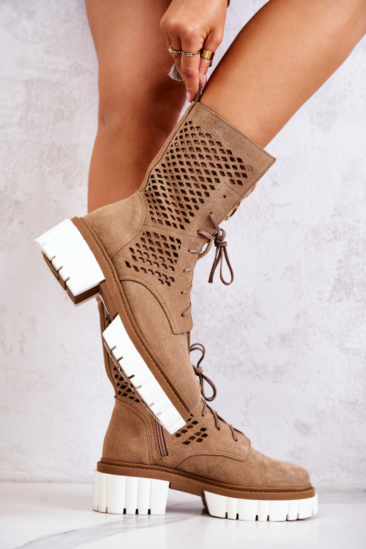 Oda Aukštas Darbiniai kulkšnies batai Nicole rudos spalvos 2706 Oda Aukštas Darbiniai kulkšnies batai Nicole rudos spalvos 2706