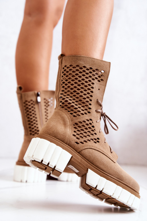 Oda Aukštas Darbiniai kulkšnies batai Nicole rudos spalvos 2706 Oda Aukštas Darbiniai kulkšnies batai Nicole rudos spalvos 2706