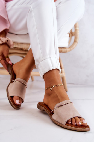 zomšinės šlepetės LeĮskis Shoes 3047 smėlio spalvos 2