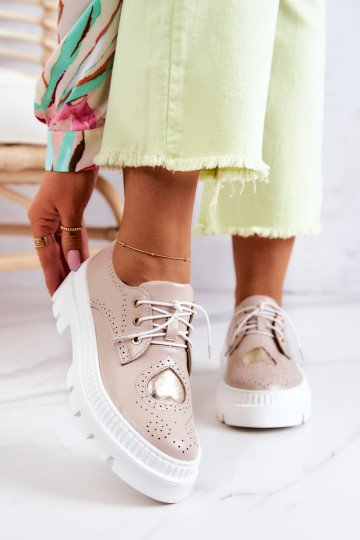 Odiniai smėlio spalvos batai su širdelėmis Curtis