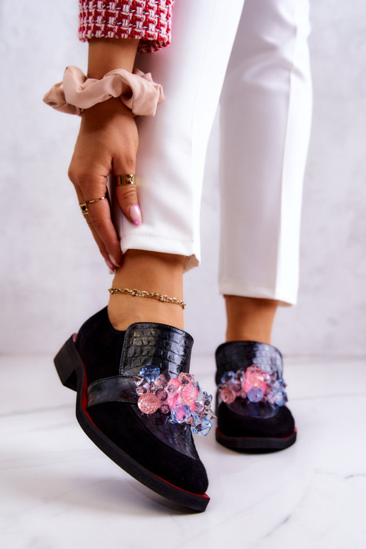 iš zomšos batai su ornamentais Juodos ir-raudonos spalvos Davine iš zomšos batai su ornamentais Juodos ir-raudonos spalvos Davine