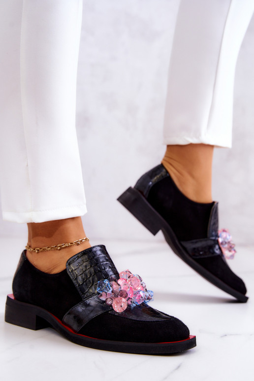 iš zomšos batai su ornamentais Juodos ir-raudonos spalvos Davine iš zomšos batai su ornamentais Juodos ir-raudonos spalvos Davine