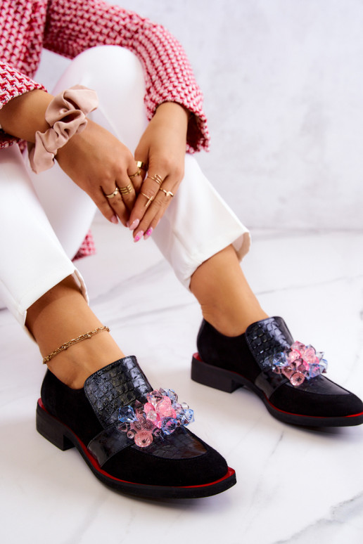 iš zomšos batai su ornamentais Juodos ir-raudonos spalvos Davine iš zomšos batai su ornamentais Juodos ir-raudonos spalvos Davine