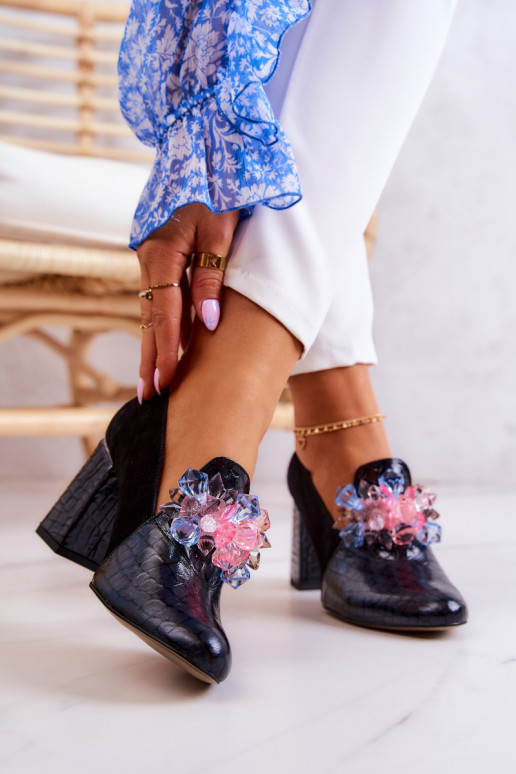 iš zomšos su gyvatės odos imitacija Bateliai su kulniukais juodos spalvos Sofie iš zomšos su gyvatės odos imitacija Bateliai su kulniukais juodos spalvos Sofie