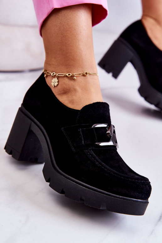 Elegantiško stiliaus batai su kulniukais Su tamsiu dekoru juodos spalvos Lemar Harmell