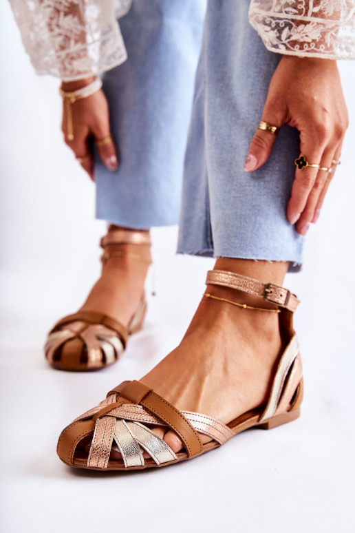 Oda Moteriškos basutės Tai turiciejka 01924-32 aukso-rudos spalvos Oda Moteriškos basutės Tai turiciejka 01924-32 aukso-rudos spalvos