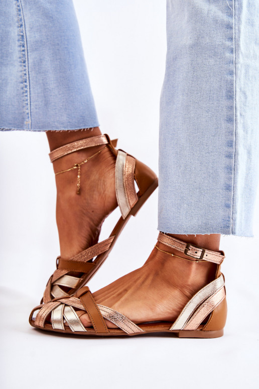 Oda Moteriškos basutės Tai turiciejka 01924-32 aukso-rudos spalvos Oda Moteriškos basutės Tai turiciejka 01924-32 aukso-rudos spalvos