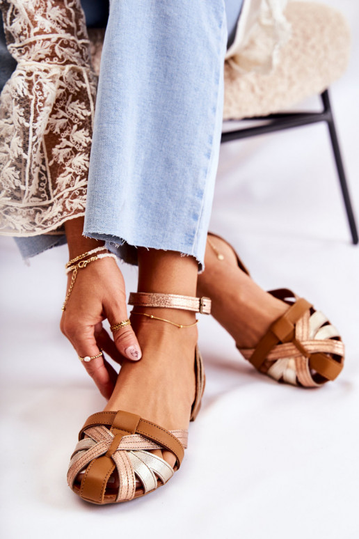 Oda Moteriškos basutės Tai turiciejka 01924-32 aukso-rudos spalvos Oda Moteriškos basutės Tai turiciejka 01924-32 aukso-rudos spalvos