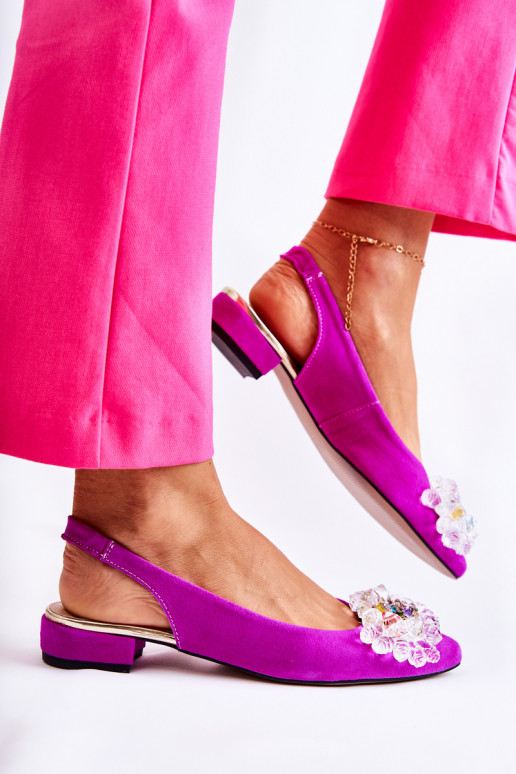 Zomšinės balerinos su kulniukais su ornamentais Tamsiai rožinė Elenie Zomšinės balerinos su kulniukais su ornamentais Tamsiai rožinė Elenie