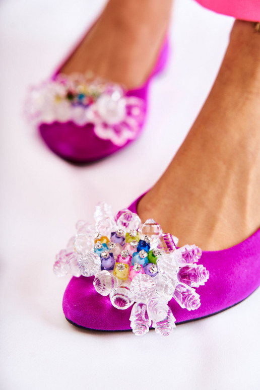 Zomšinės balerinos su kulniukais su ornamentais Tamsiai rožinė Elenie Zomšinės balerinos su kulniukais su ornamentais Tamsiai rožinė Elenie