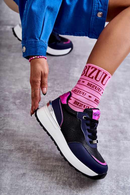 Moteriškas sportiniai bateliai Ant platformos GOE KK2N4081 Juodos ir-tamsiai mėlynos spalvos Moteriškas sportiniai bateliai Ant platformos GOE KK2N4081 Juodos ir-tamsiai mėlynos spalvos