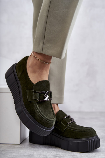 Tai turidingi iš zomšos batai su platforma chaki spalvos Lemar Tai turirsol