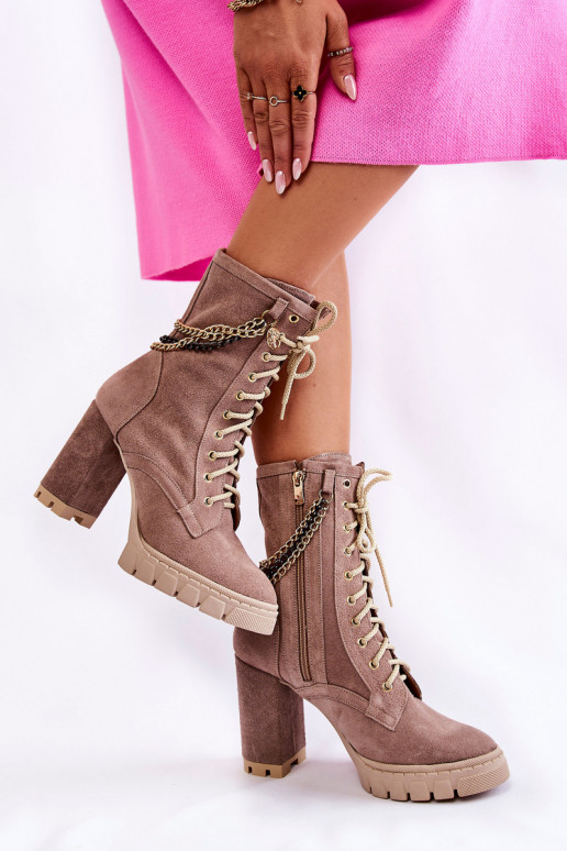 Zomšiniai batai su raišteliais LeĮskis Shoes 3244/G smėlio spalvos Zomšiniai batai su raišteliais LeĮskis Shoes 3244/G smėlio spalvos